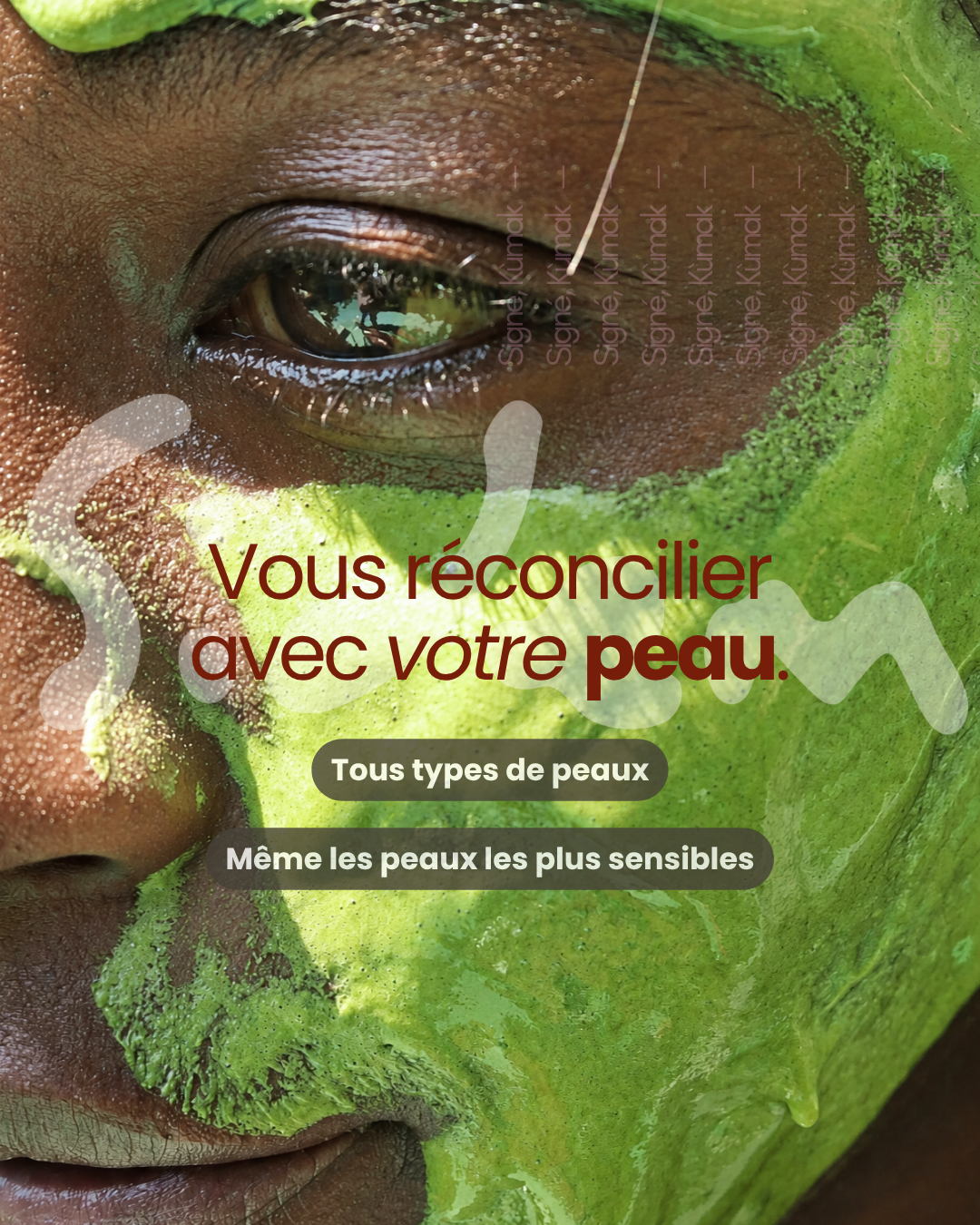 Masque SIDEM au jujubier appliqué autour de l'œil, gros plan