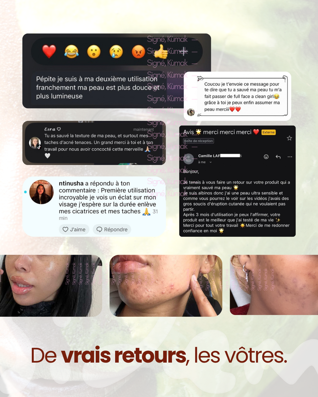 Retours de clientes sur la poudre SIDEM au jujubier, messages et photos
