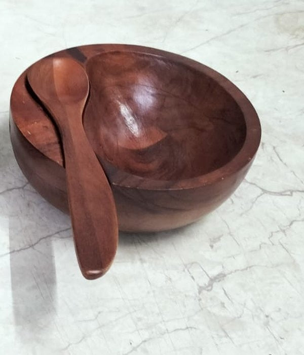 Bol moyen SIDEM en bois d’acacia et sa spatule